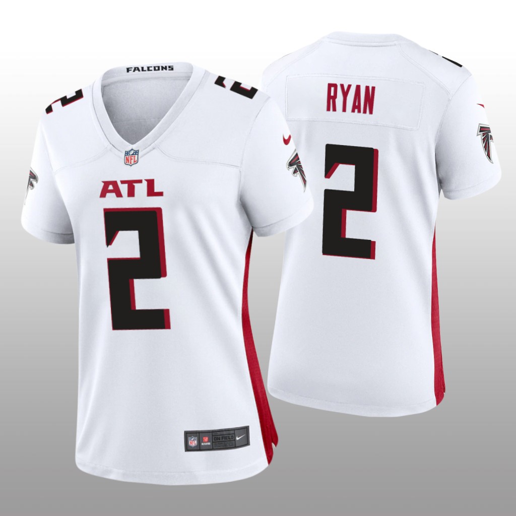 Women's Atlanta Falcons #2 Matt Ryan New White Stitched Jersey(Run Small)
